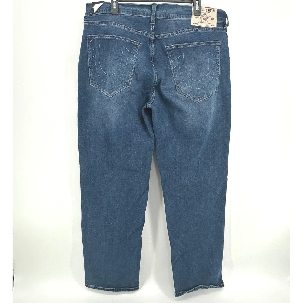 True Religion Bobby Jeans Mens 36 Blue Patch Relaxed Baggy Modern Streetwear NWT